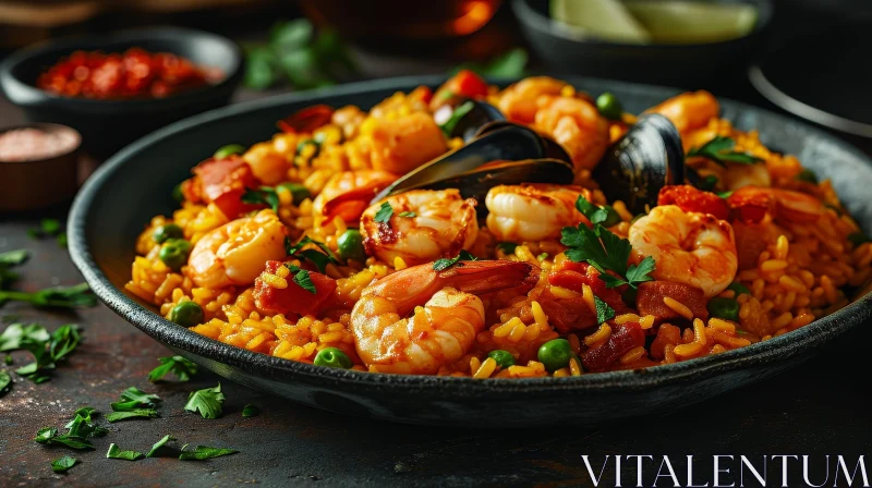 Exquisite Paella: A Taste of Spain's Culinary Delight AI Image