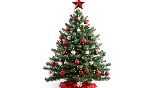 Holiday Spirit: Red and White Christmas Tree