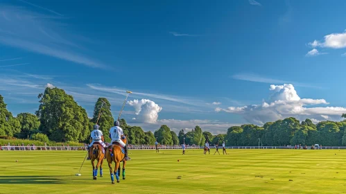 Polo Game on Grassy Field | Richly Colored Skies | Classical Landscape
