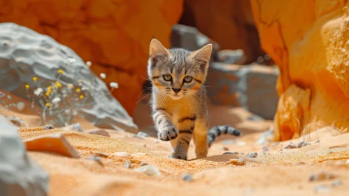 Sand Cat in Desert: Elusive Wild Feline of North Africa