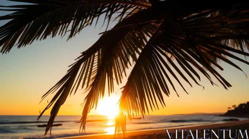 Sunset over Palm Trees and Sandy Beach | Las Palmeras, Guanacaste Panama AI Image