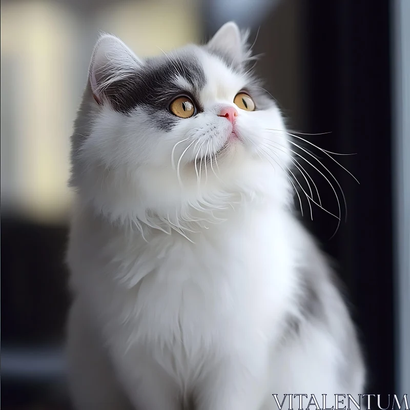 Adorable Feline Gazing Out Window AI Image