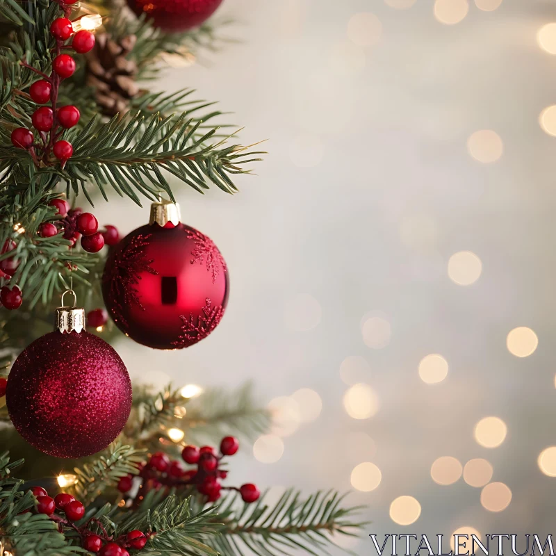 Festive Tree Adornments with Sparkling Lights AI Image