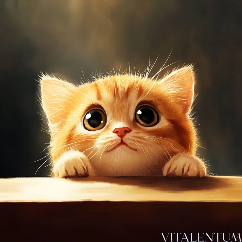 Cute Fluffy Kitten with Big Eyes AI Image