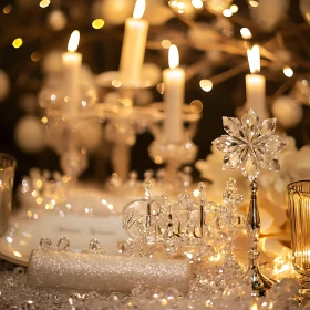 Elegant Table Setting with Candles and Crystals