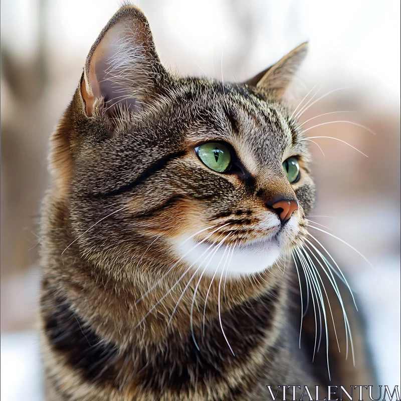 Close-Up of a Cat with Green Eyes AI Image