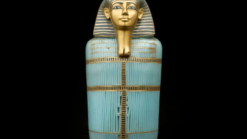 Egyptian Canopic Jar - Blue Glass with Hieroglyphs