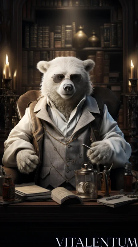 Steampunk Office Bear: A Surreal Blend of Reality and Fantasy AI Image