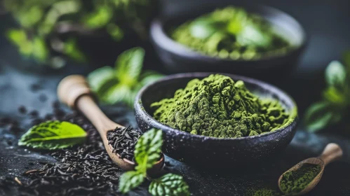 Two Bowls of Matcha Powder: A Captivating Still Life