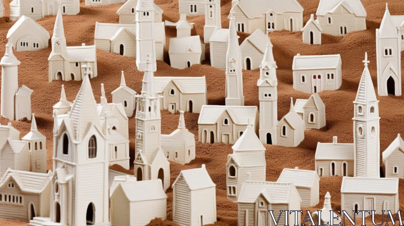 AI ART White Clay Houses on Sand: Captivating Danish Design