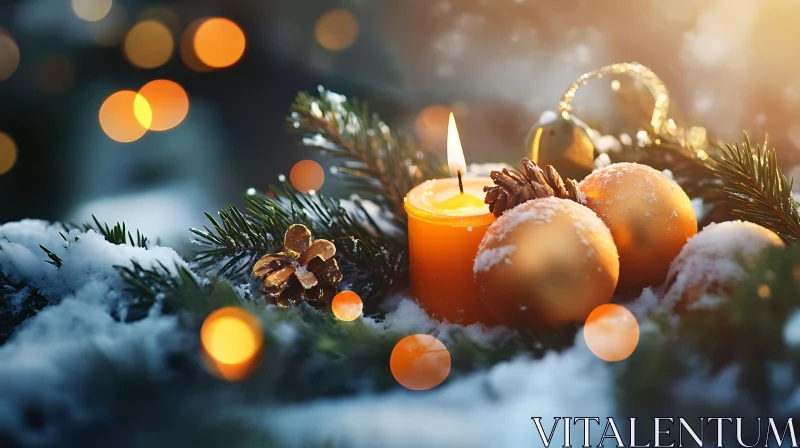 AI ART Festive Candlelit Winter Decoration