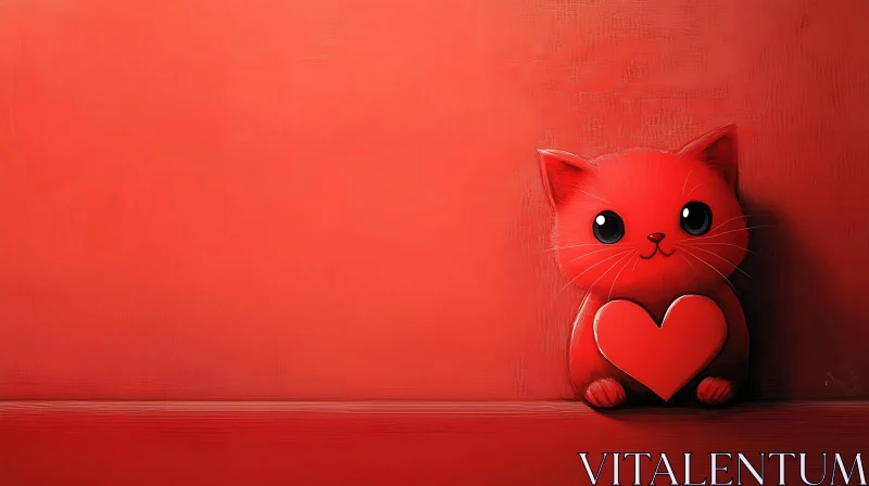 Adorable Cat with Heart Symbol AI Image