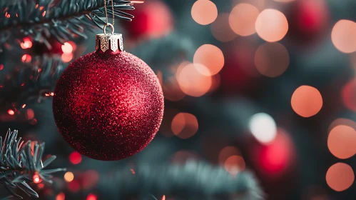 Festive Holiday Ornament on Christmas Tree