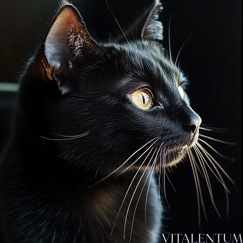 Golden Eyed Black Cat Profile AI Image