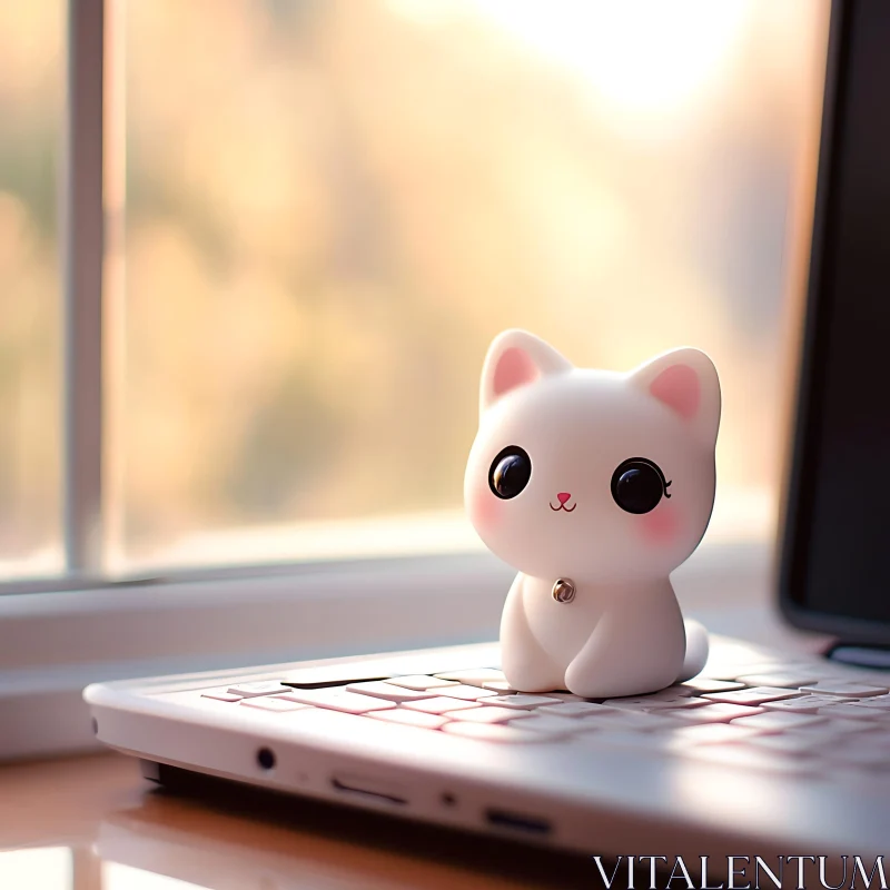 Charming Cat Toy on Desk AI Image