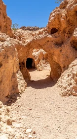 Desert Arches and Caves under Clear Blue Sky