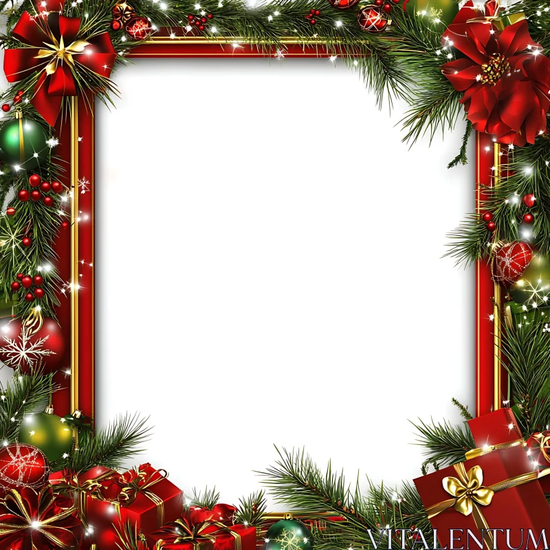 AI ART Holiday Frame with Christmas Decorations