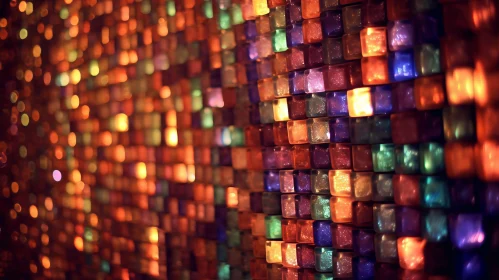 Colorful Glass Blocks Wall Close-up