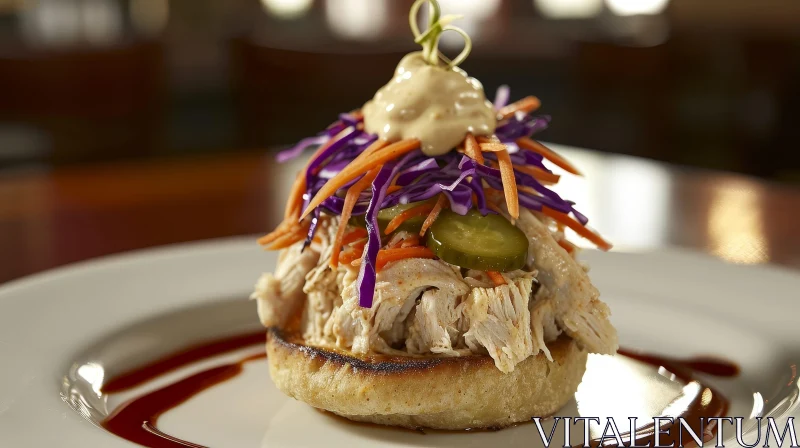 Delicious Open-Faced Chicken Sandwich | Food Photography AI Image