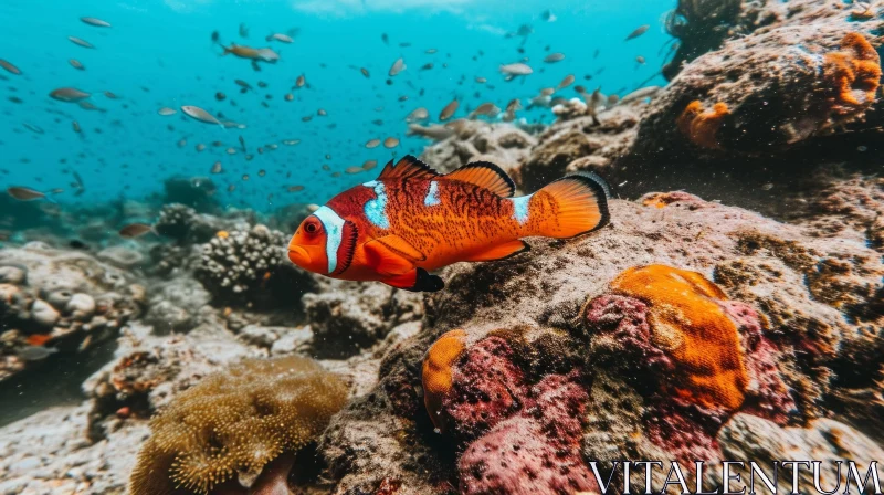 Enchanting Underwater Photo of a Clownfish Swimming Near a Coral Reef AI Image