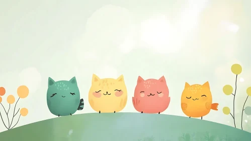 Adorable Colorful Cartoon Cats