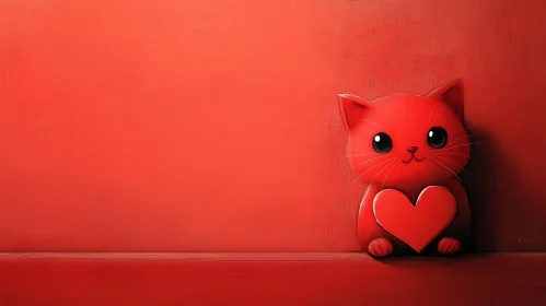 Adorable Cat with Heart Symbol