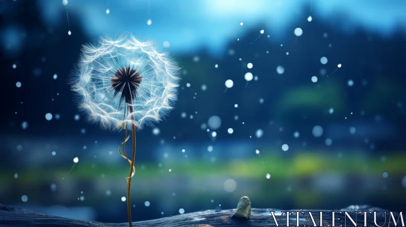 Fairy Tale Dandelion in the Rain - Fantasy Illustration AI Image