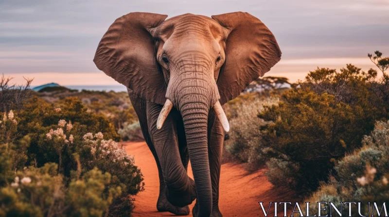 Graceful Elephant Walking on a Desert Dirt Road | Ethical Concerns AI Image