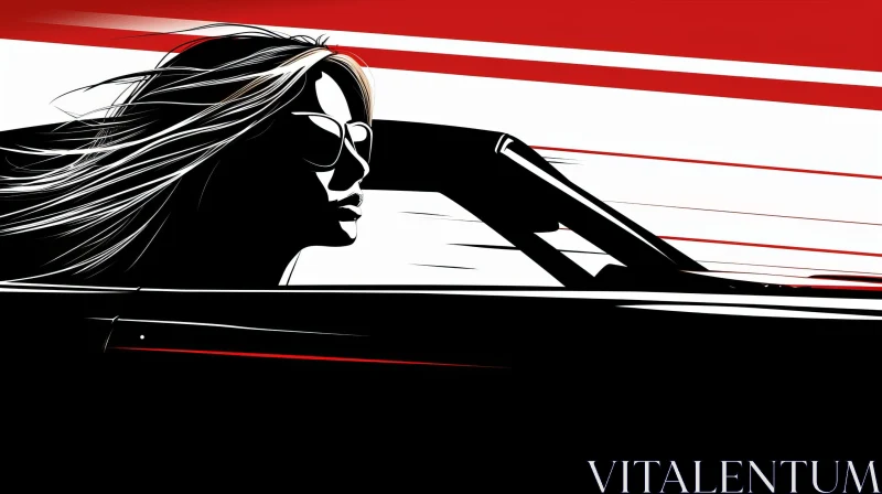 AI ART Illustration of a Woman Driving a Convertible | Pop Art Style