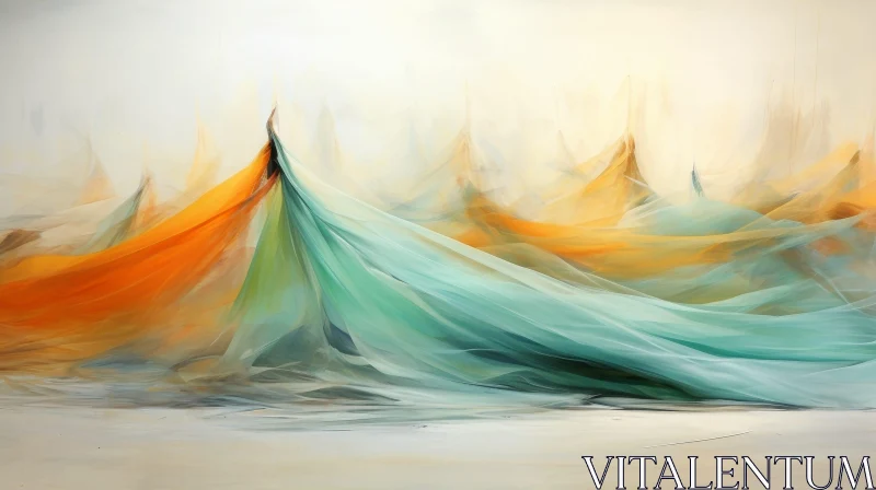 Light Abstract Painting with Curved Lines and Pastel Colors AI Image