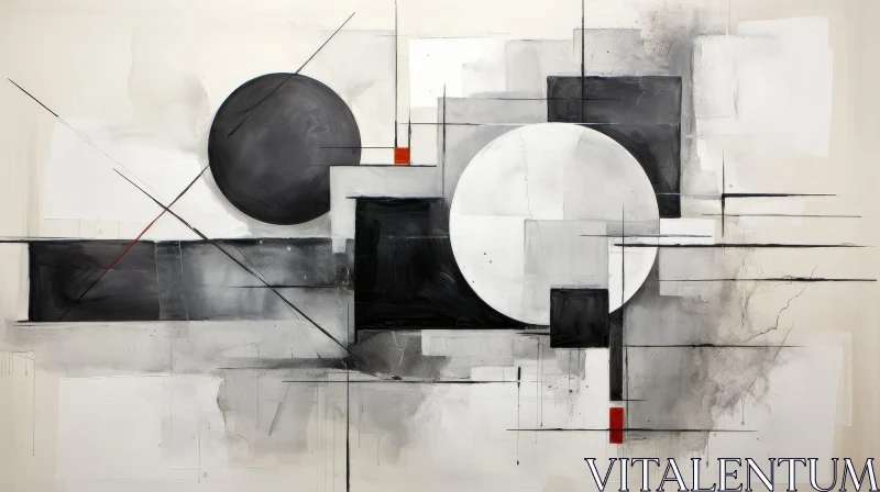 Minimalistic Abstract Painting with Geometric Shapes AI Image