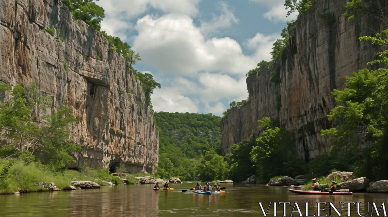 Serene River Kayaking Adventure AI Image