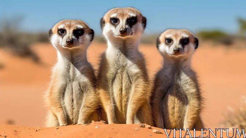 Three Meerkats on Desert Sand Dune - Wildlife Encounter AI Image