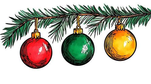 Holiday Decorations with Red, Green, and Gold Baubles