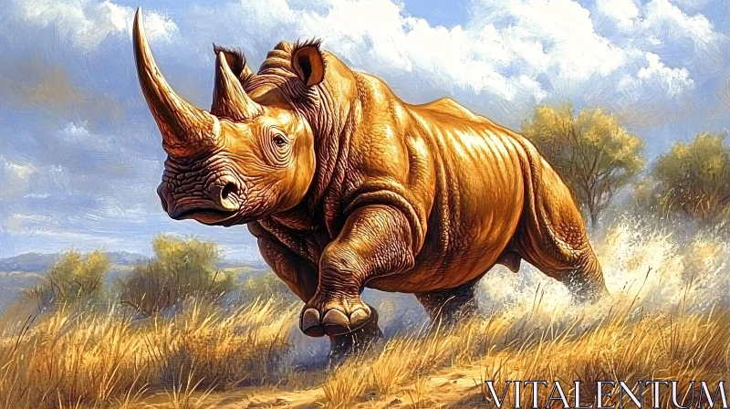 AI ART Charging Rhino Artwork