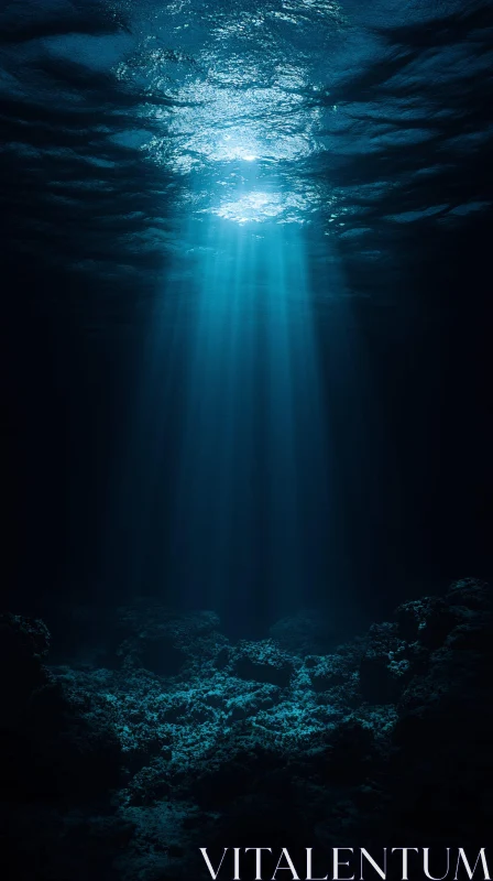 AI ART Serene Ocean Depths with Light Rays