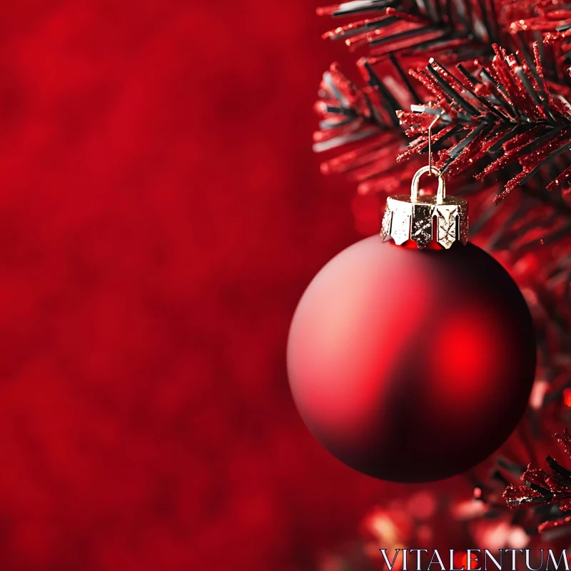 Festive Red Christmas Tree Decoration AI Image