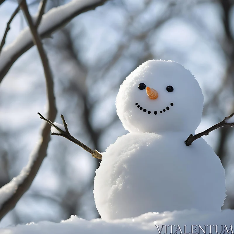 Happy Snowman in the Snow AI Image