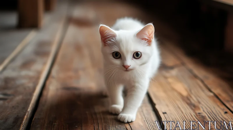 AI ART Curious White Kitten Indoors