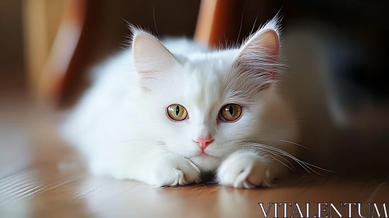 AI ART Charming Fluffy White Cat in a Relaxed Pose