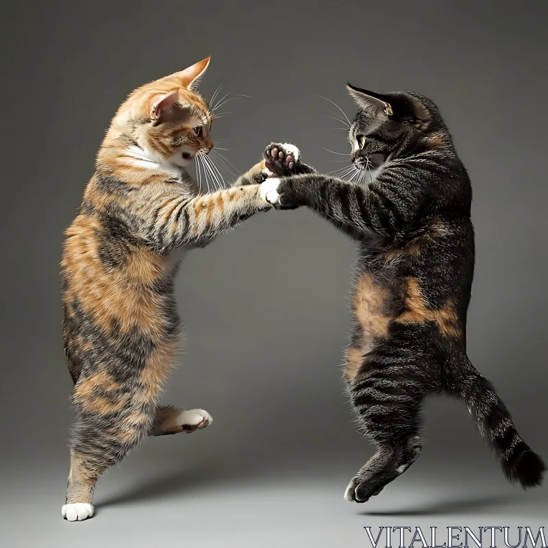 Dancing Cats in Playful Mood AI Image