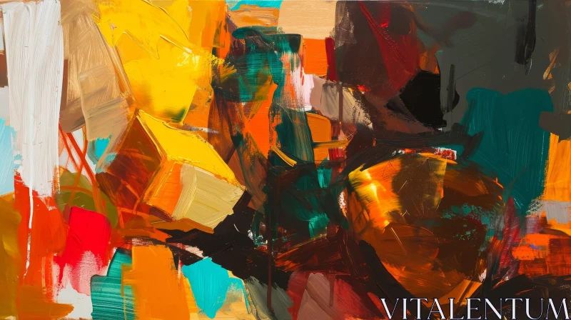 Abstract Painting with Vibrant Colors and Expressive Brushstrokes AI Image