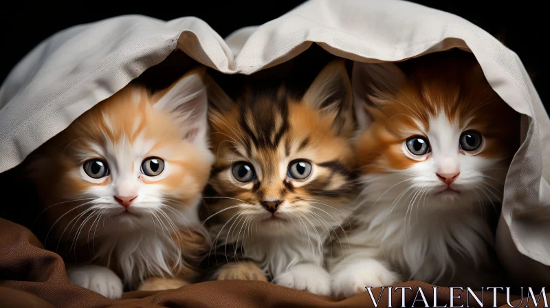 Adorable Kittens Under Blanket AI Image