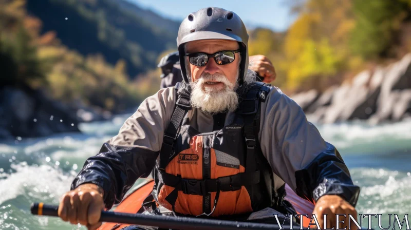 AI ART Elderly Man Kayaking Adventure in Nature