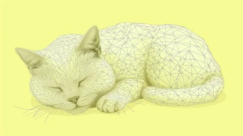 Sleeping Cat Digital Drawing - Realistic Style
