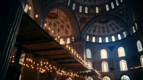 The Enchanting Interior of a Mosque: Soft Lighting and Byzantine Art