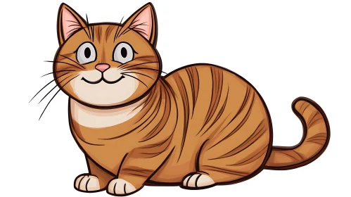 Smiling Striped Tabby Cat Illustration