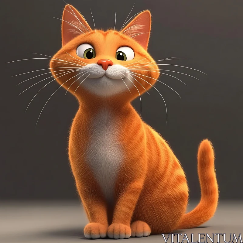 Adorable Orange Kitten Illustration AI Image