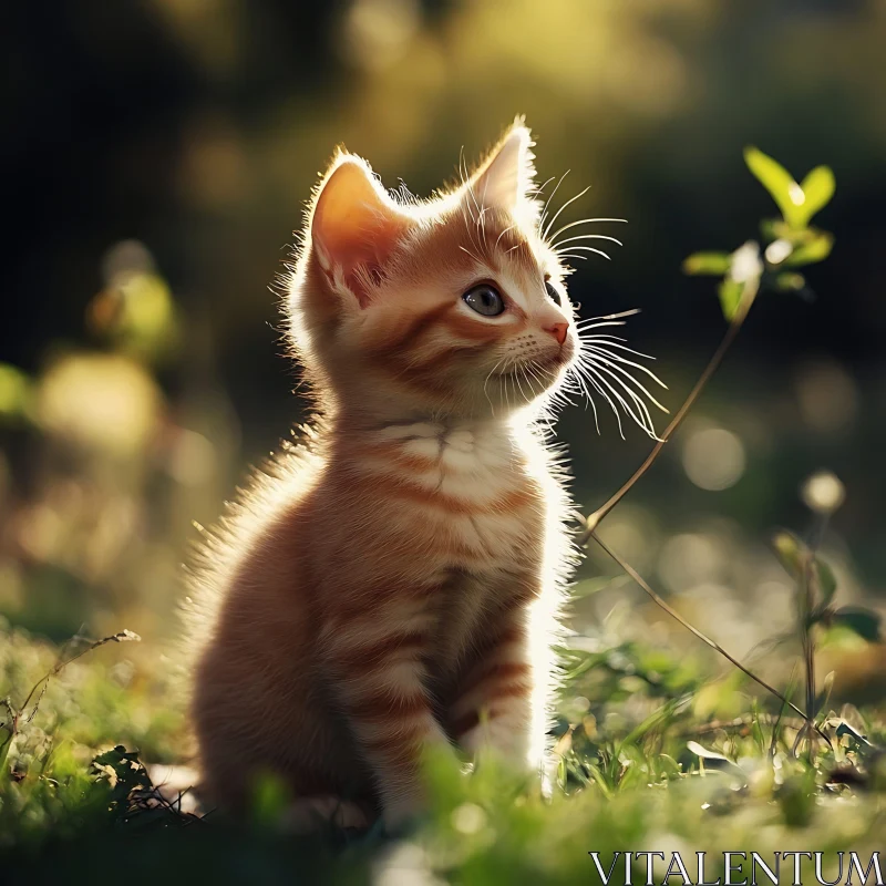 Cute Kitten in Natural Sunlight AI Image