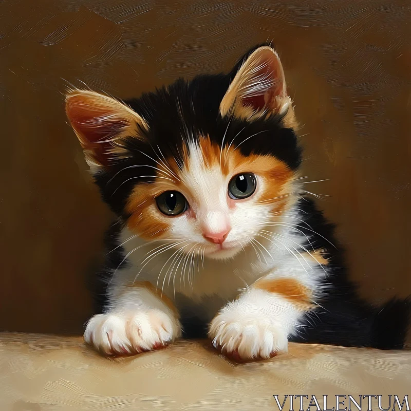 Endearing Kitten Portrait AI Image